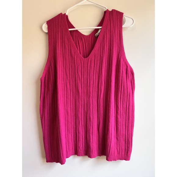 Cato's Sweater Vneck Sleeveless Sweater‎ Size XL Women Barbie Pink - Picture 1 of 5